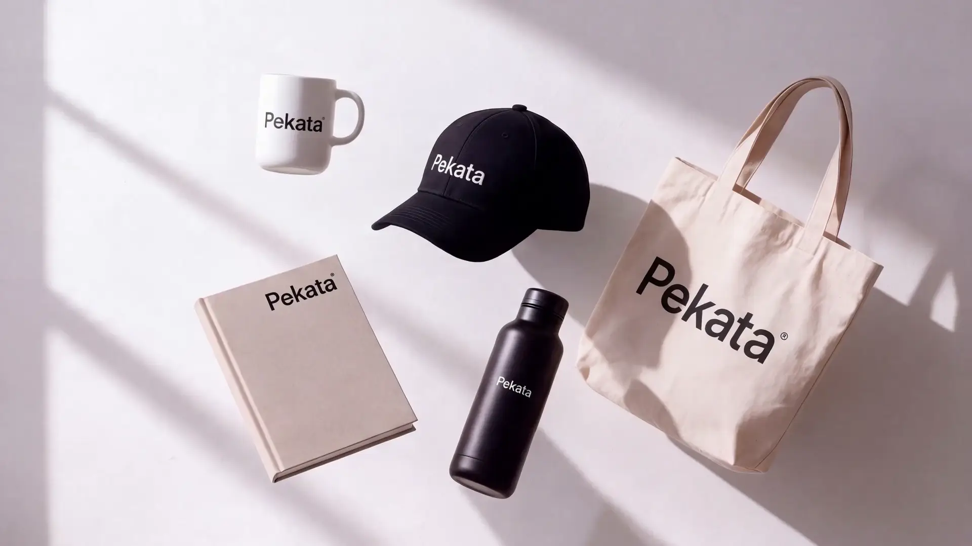 Reklamné produkty bez potlače na svetlom drevenom stole